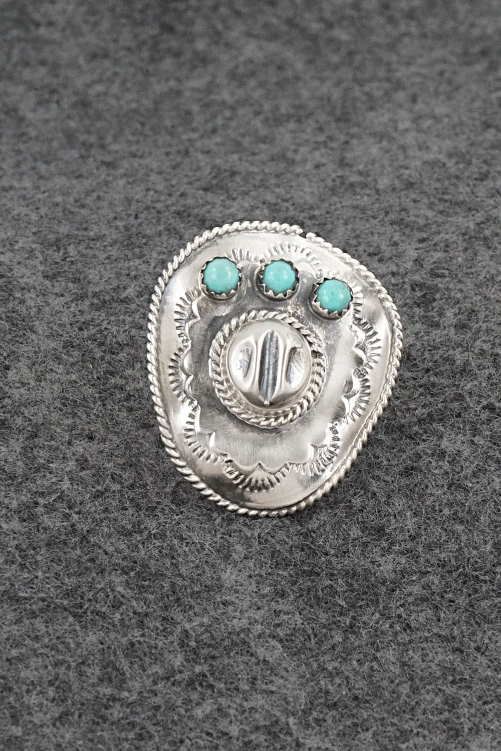 Turquoise & Sterling Silver Ring - Bobby Platero - Size 8
