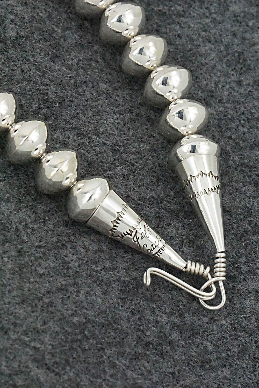 Sterling Silver Navajo Pearl Necklace 29" - Jeffery Castillo