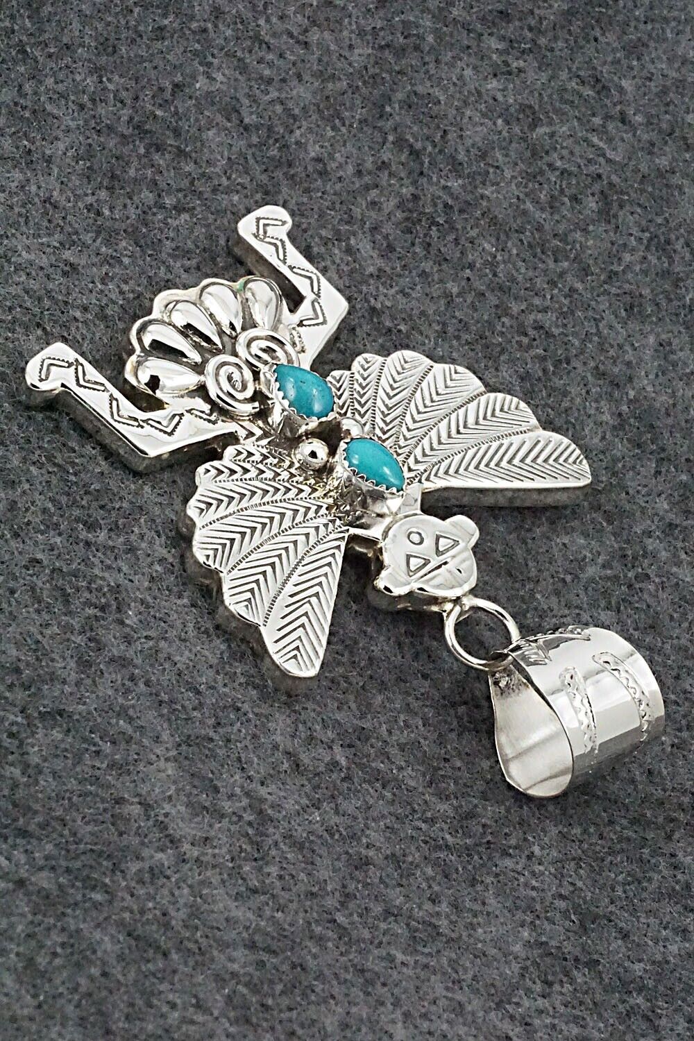 Turquoise & Sterling Silver Pendant - Alanzo Mariano