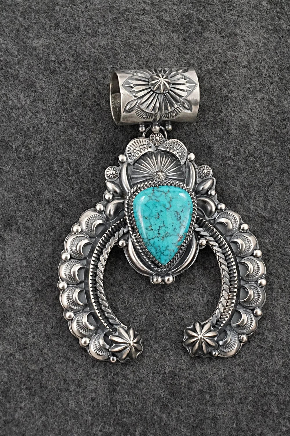 Turquoise & Sterling Silver Naja Pendant - Delbert Gordon