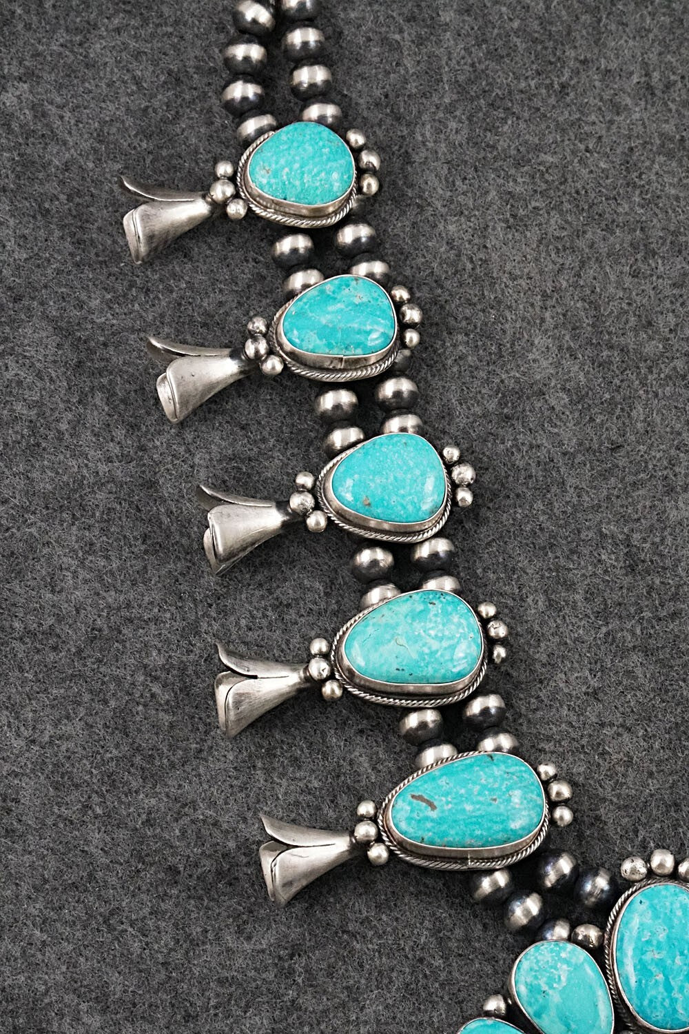Turquoise & Sterling Silver Squash Blossom Set - Bobby Johnson