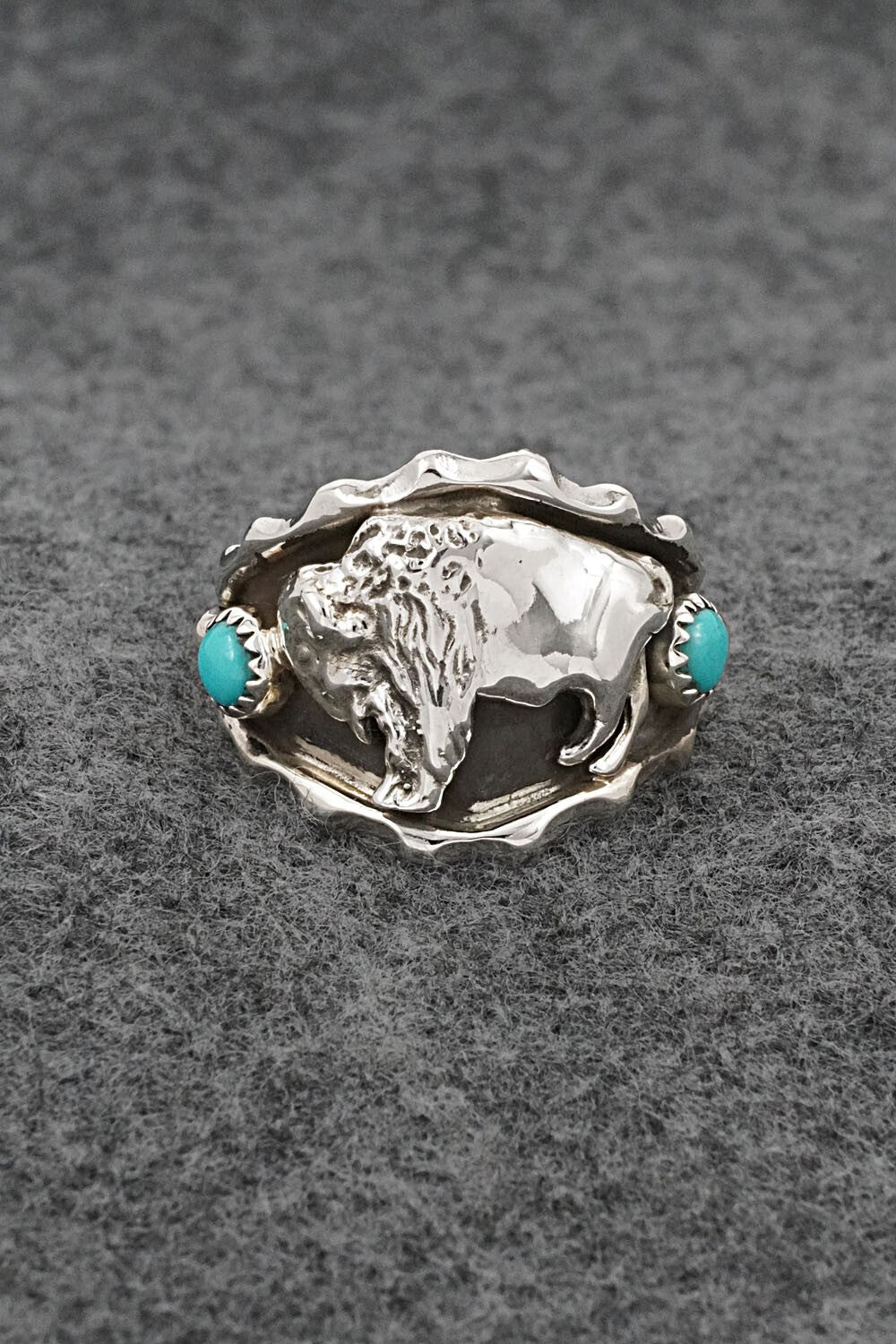 Turquoise & Sterling Silver Ring - Genevieve Francisco - Size 13