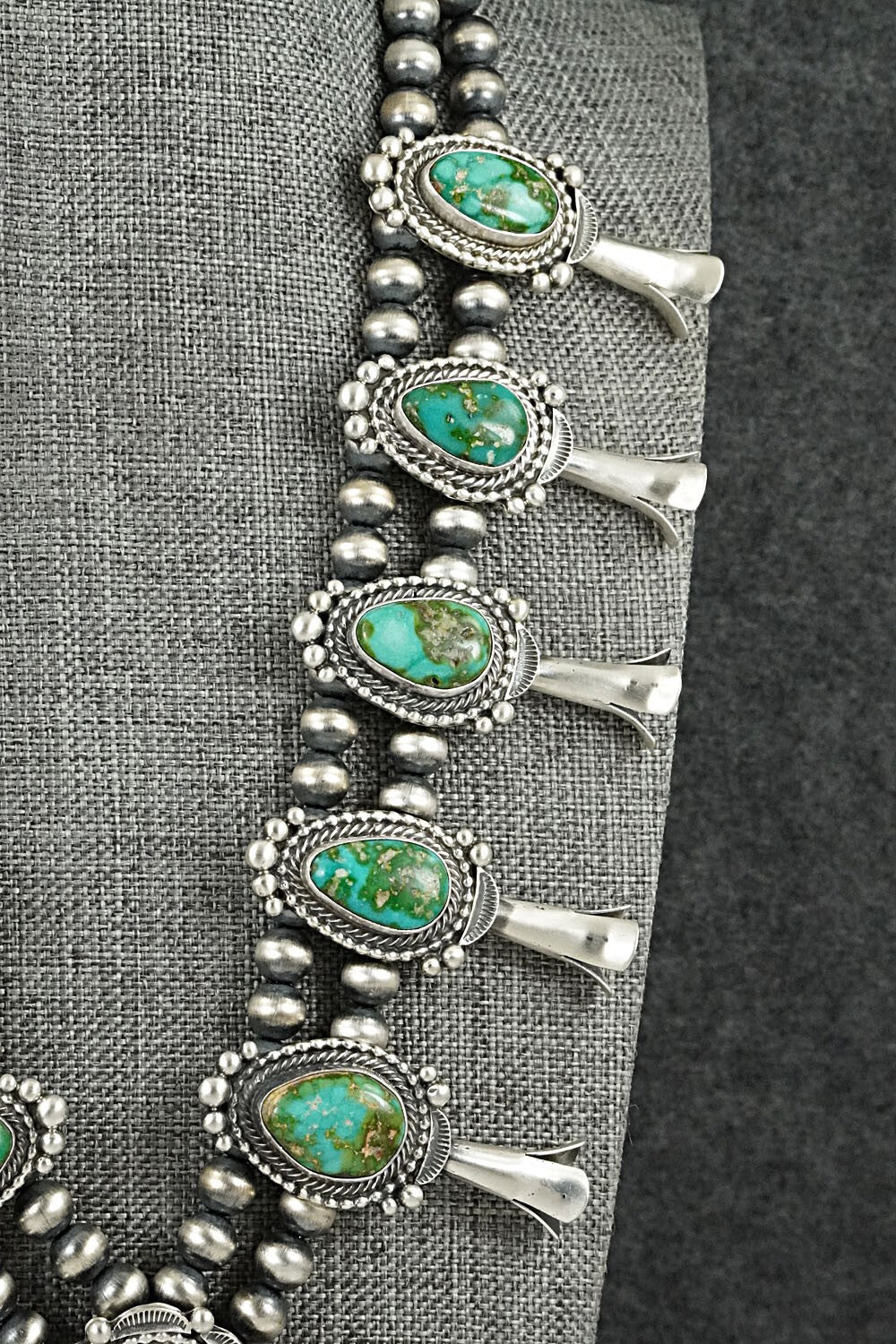 Turquoise & Sterling Silver Squash Blossom Set - Tom Lewis
