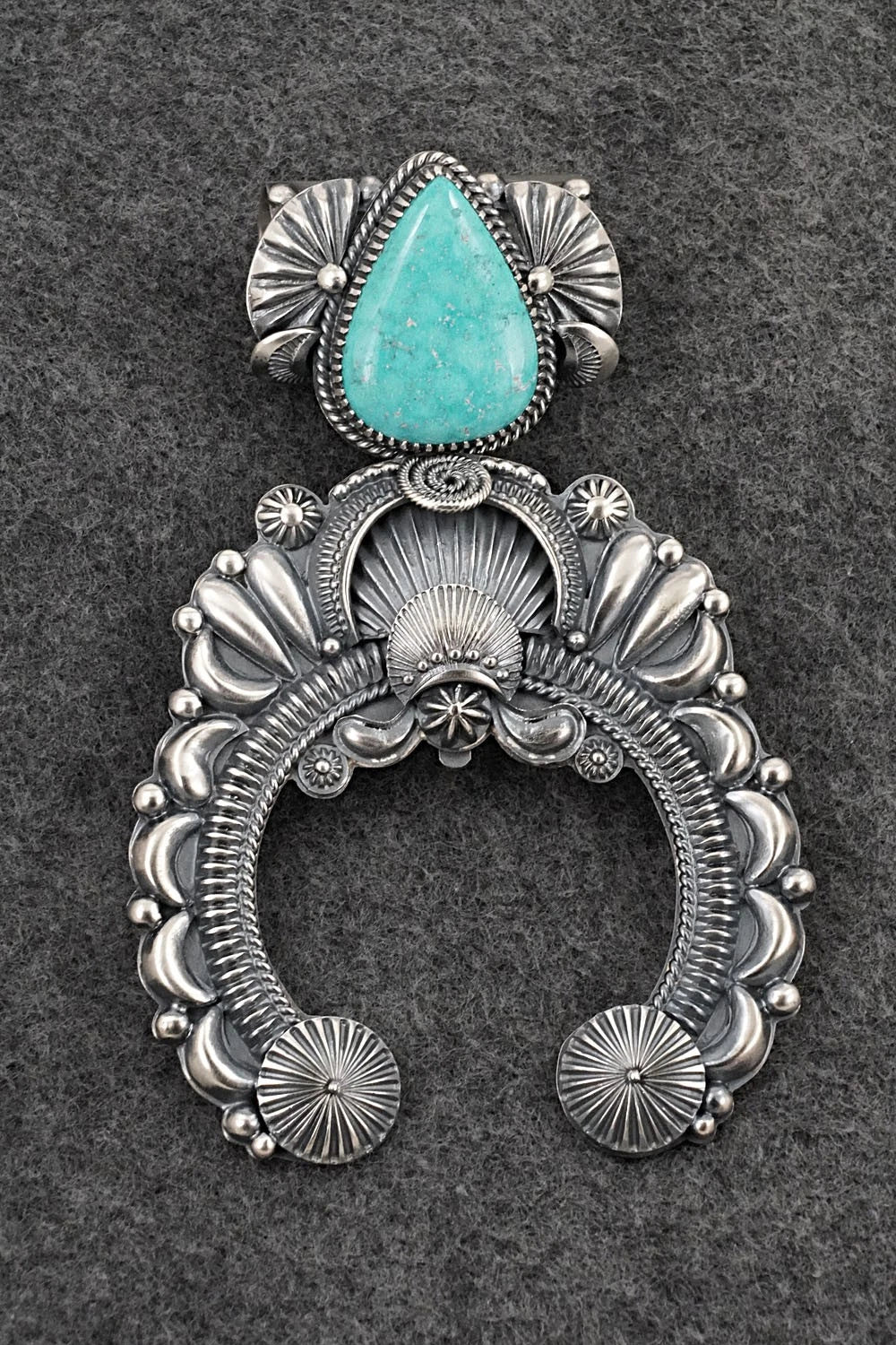 Turquoise & Sterling Silver Naja Pendant - Delbert Gordon