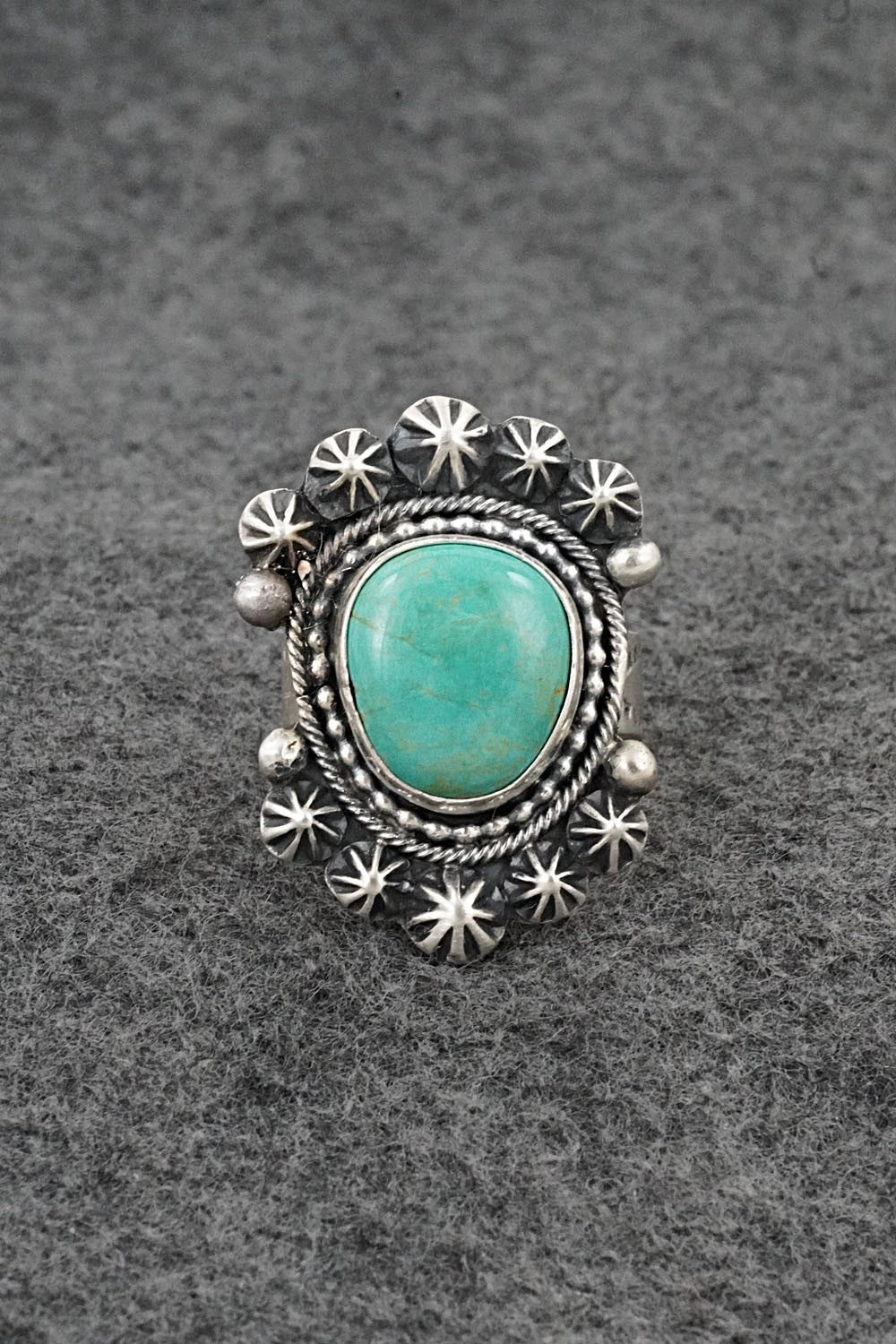 Turquoise & Sterling Silver Ring - Cordell Platero - Size Adjustable