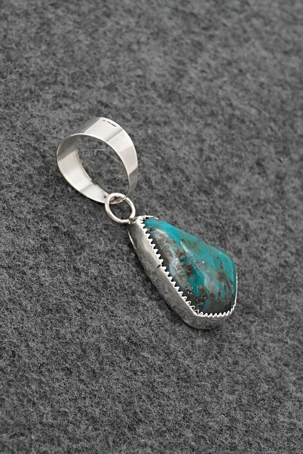 Turquoise and Sterling Silver Pendant - Leslie Nez