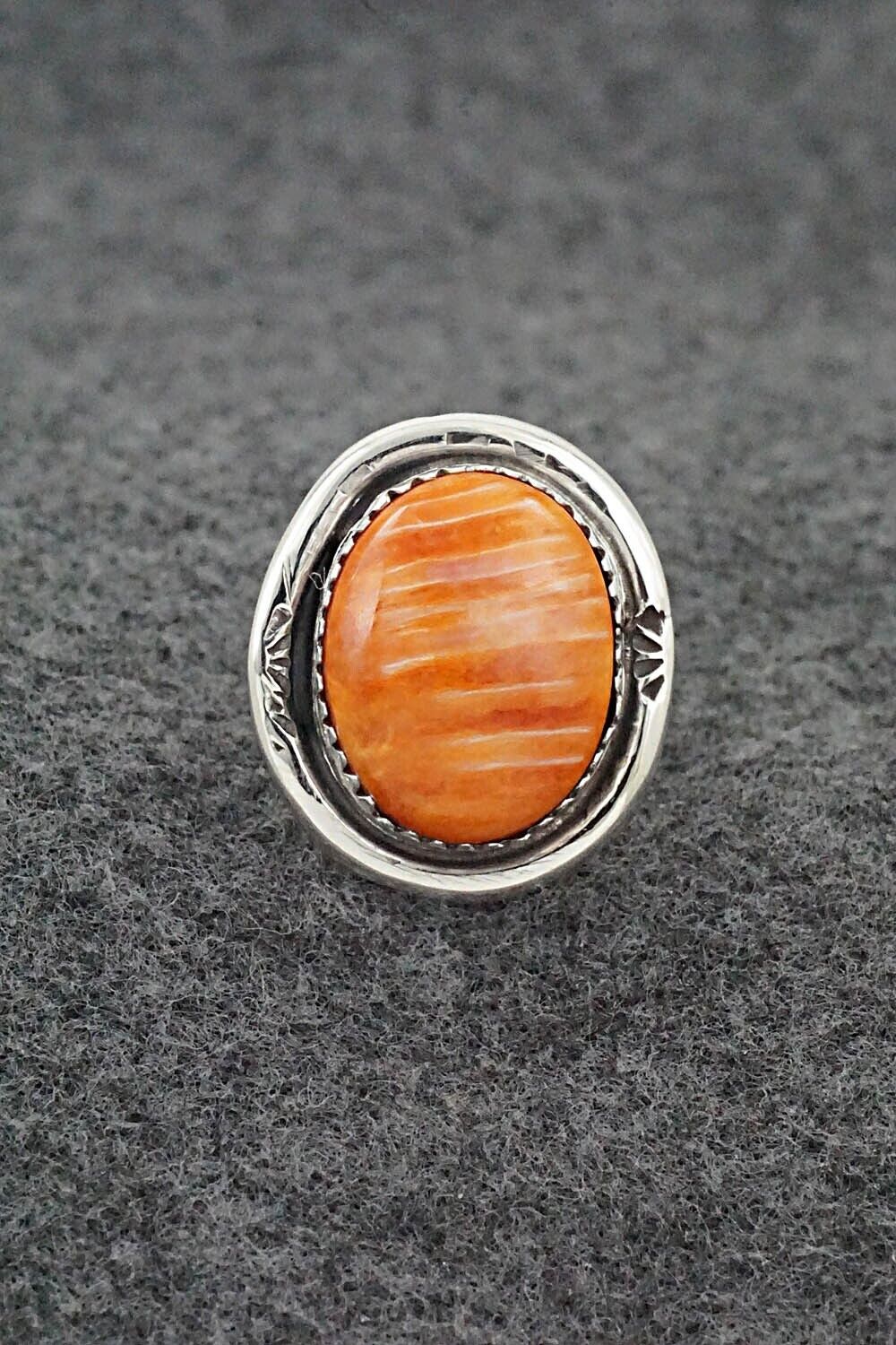 Spiny Oyster & Sterling Silver Ring - Ernest Hawthorne - Size 7