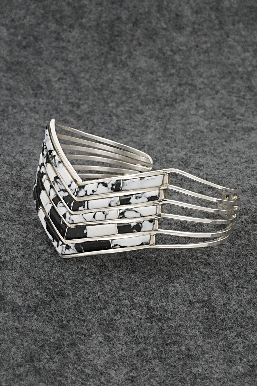 White Buffalo & Sterling Silver Inlay Bracelet - Jamie Johnson