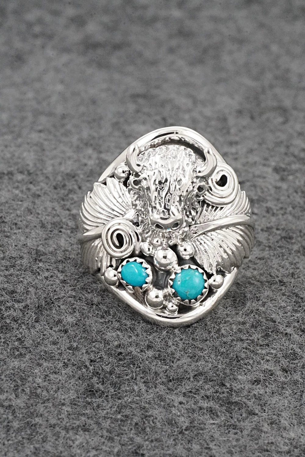 Turquoise & Sterling Silver Ring - Darrell Morgan - Size 10