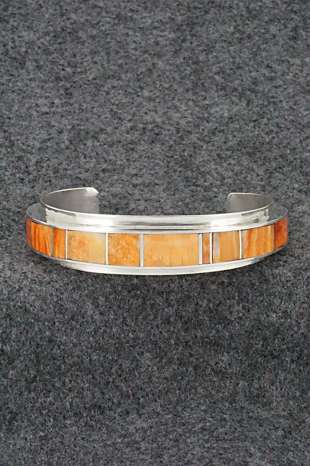 Spiny Oyster & Sterling Silver Inlay Bracelet - Harold Smith