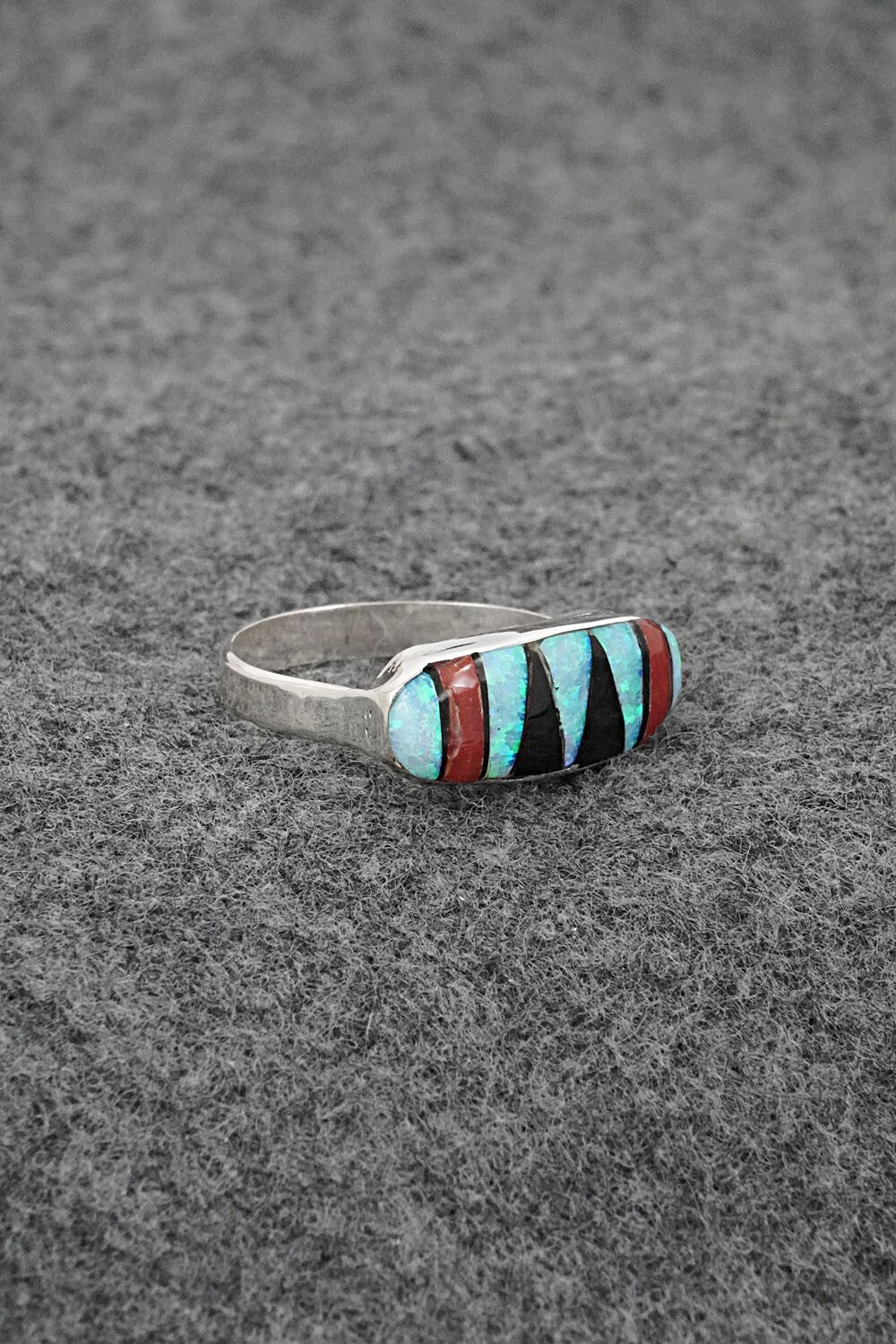 Multi-Stone & Sterling Silver Inlay Ring - Ola Eriacho - Size 8