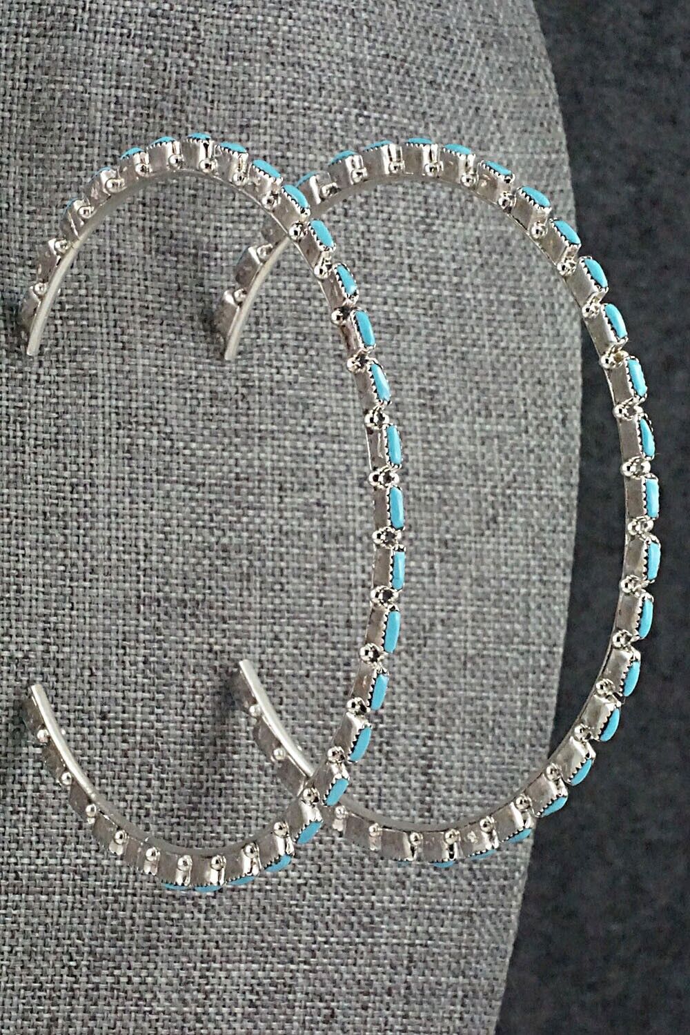 Turquoise & Sterling Silver Hoop Earrings - Aurelia Hughte
