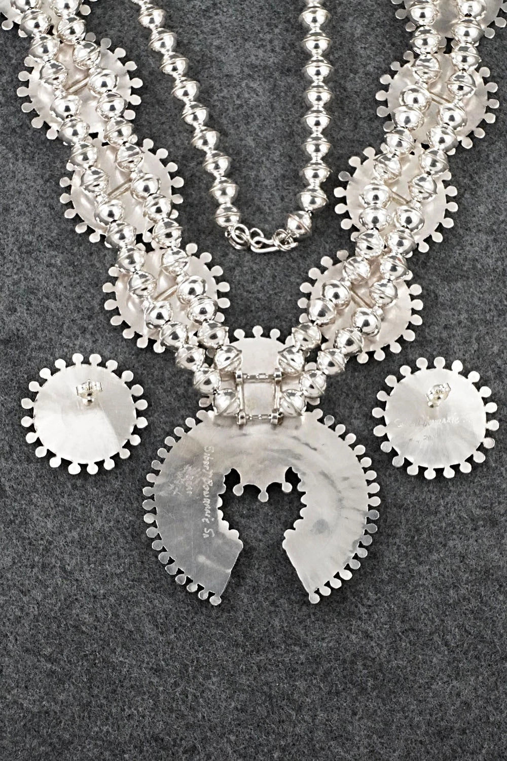 Turquoise & Sterling Silver Squash Blossom Set - Sibert Bowannie