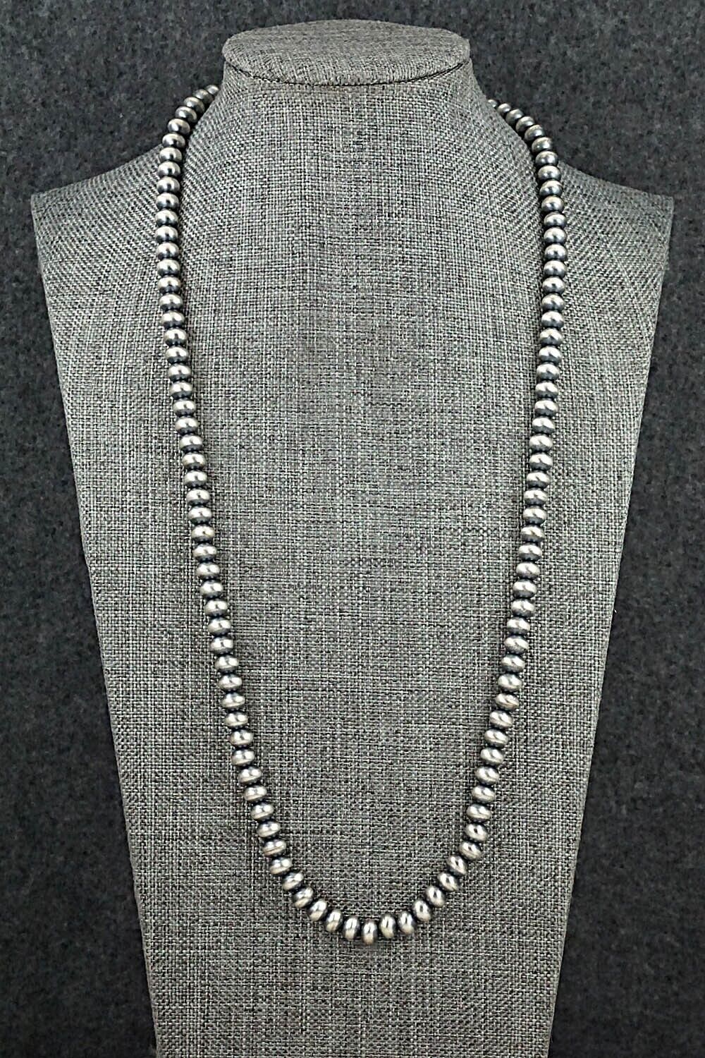 Sterling Silver Navajo Pearl Necklace 28" - Dorinda Mariano