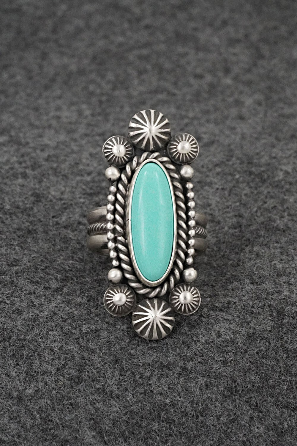 Turquoise & Sterling Silver Ring - Michael Calladitto - Size 8.5