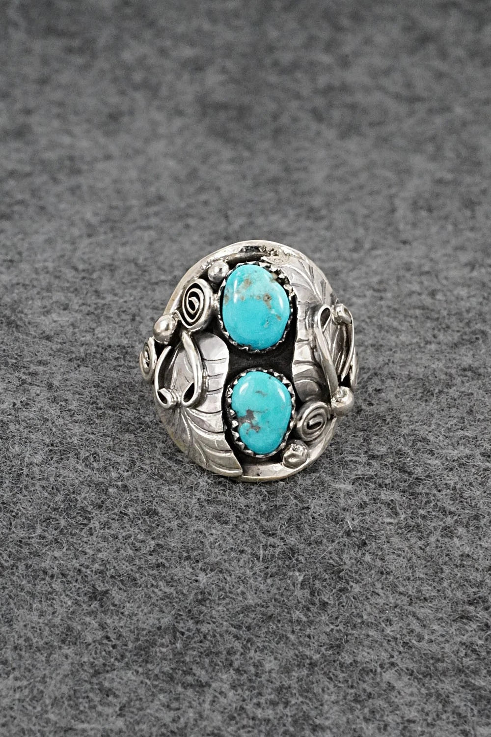 Turquoise & Sterling Silver Ring - Lorraine Brown - Size 10.75