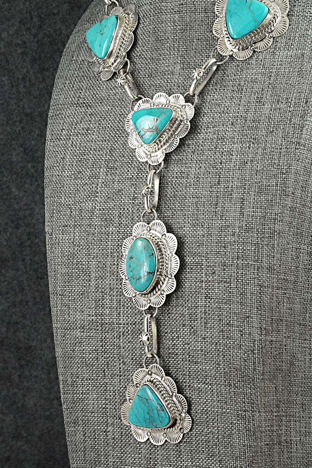 Turquoise & Sterling Silver Necklace - Vernon Johnson