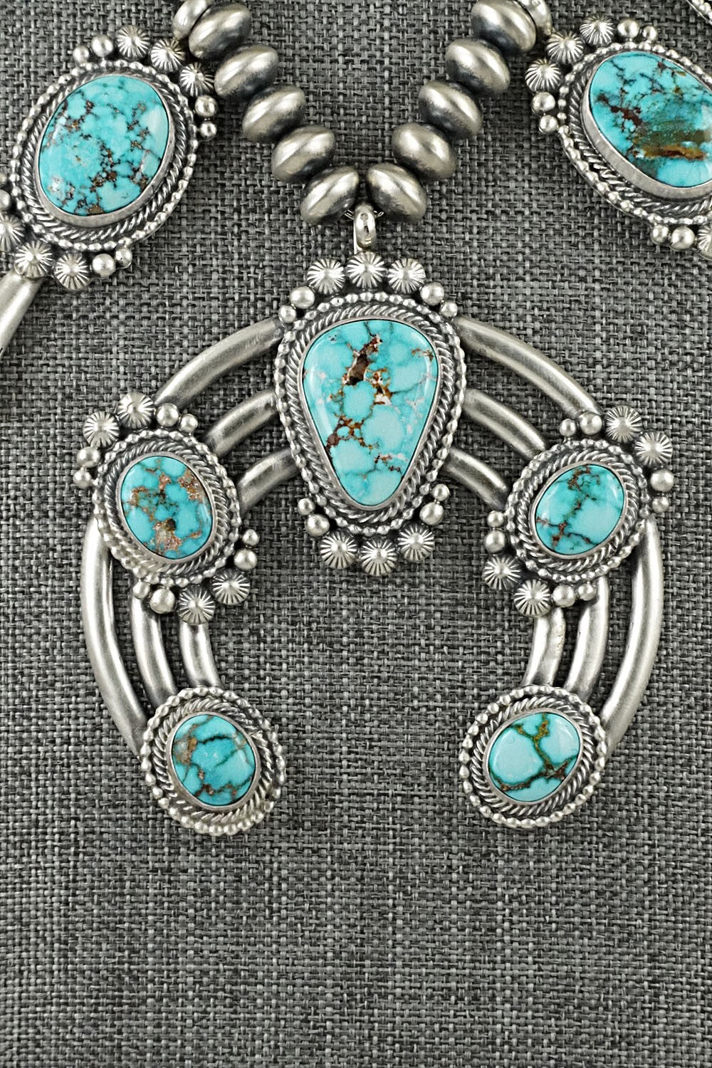 Turquoise & Sterling Silver Squash Blossom Set - Tom Lewis