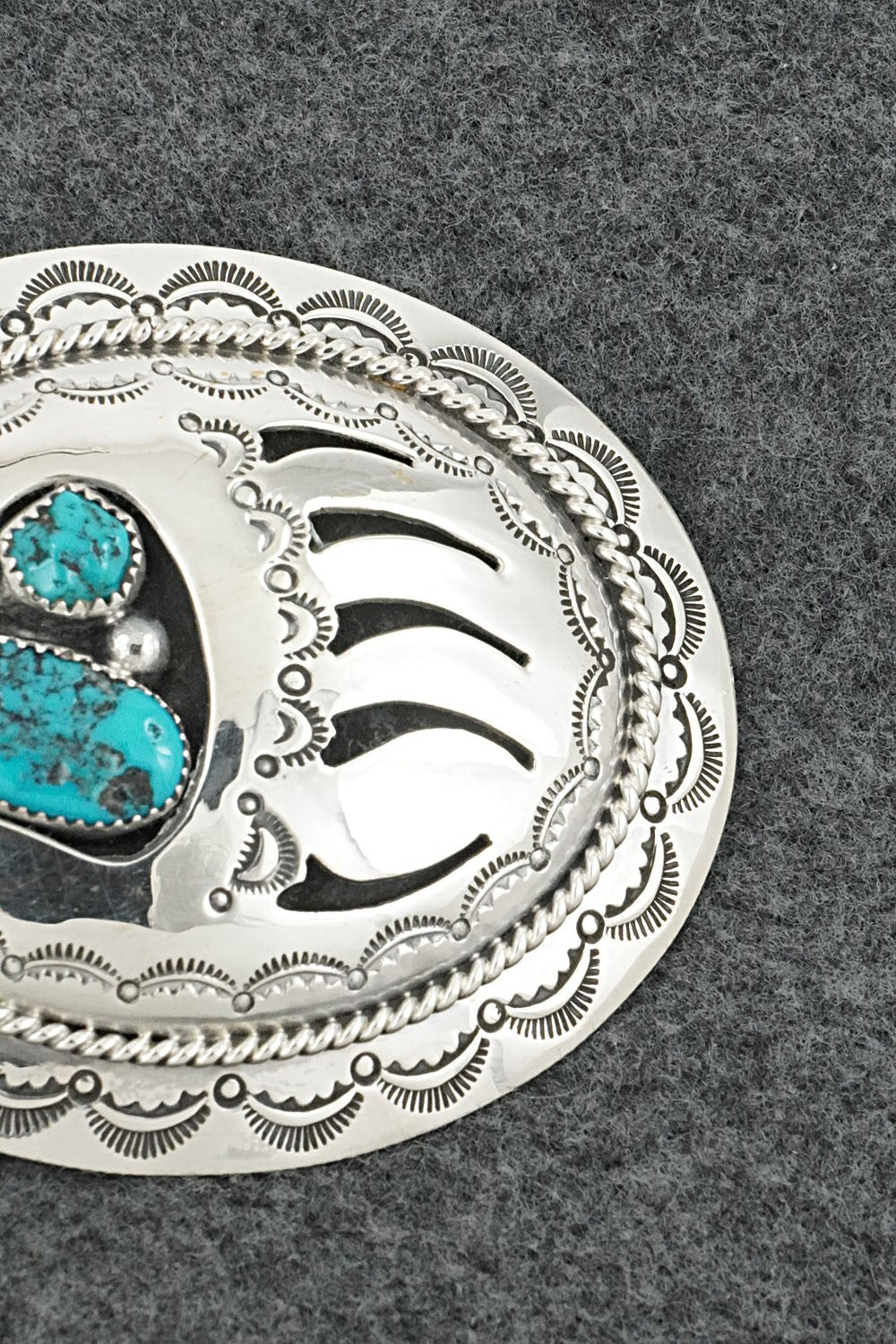Turquoise & Sterling Silver Belt Buckle - Wilbert Muskett Sr.