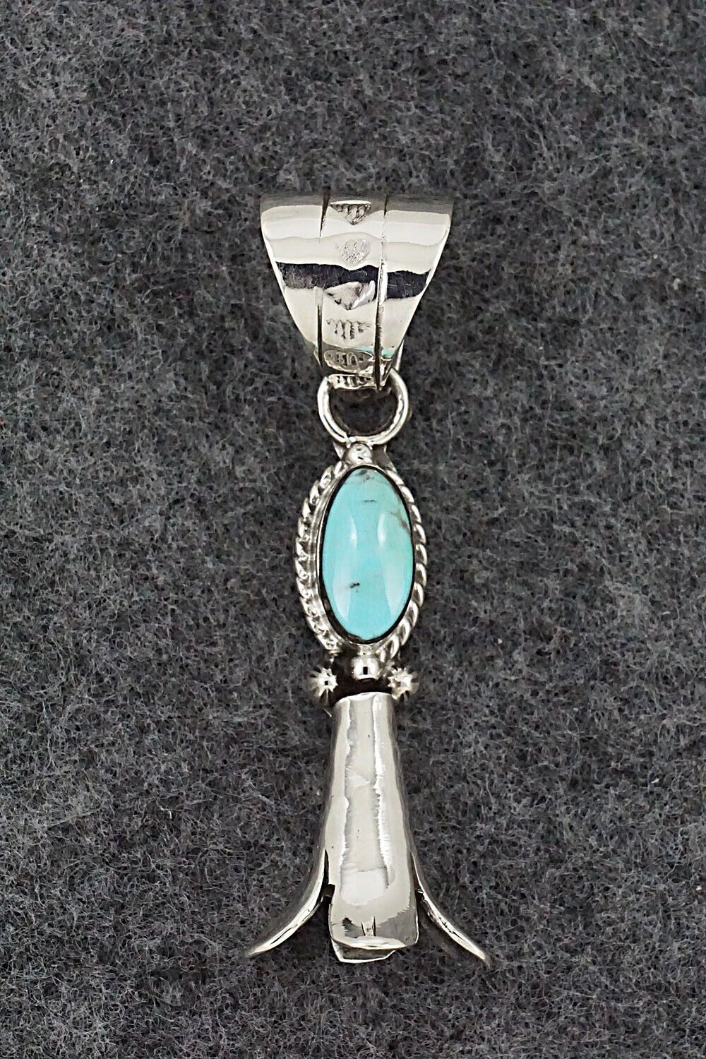Turquoise & Sterling Silver Pendant - Sonyei Coho