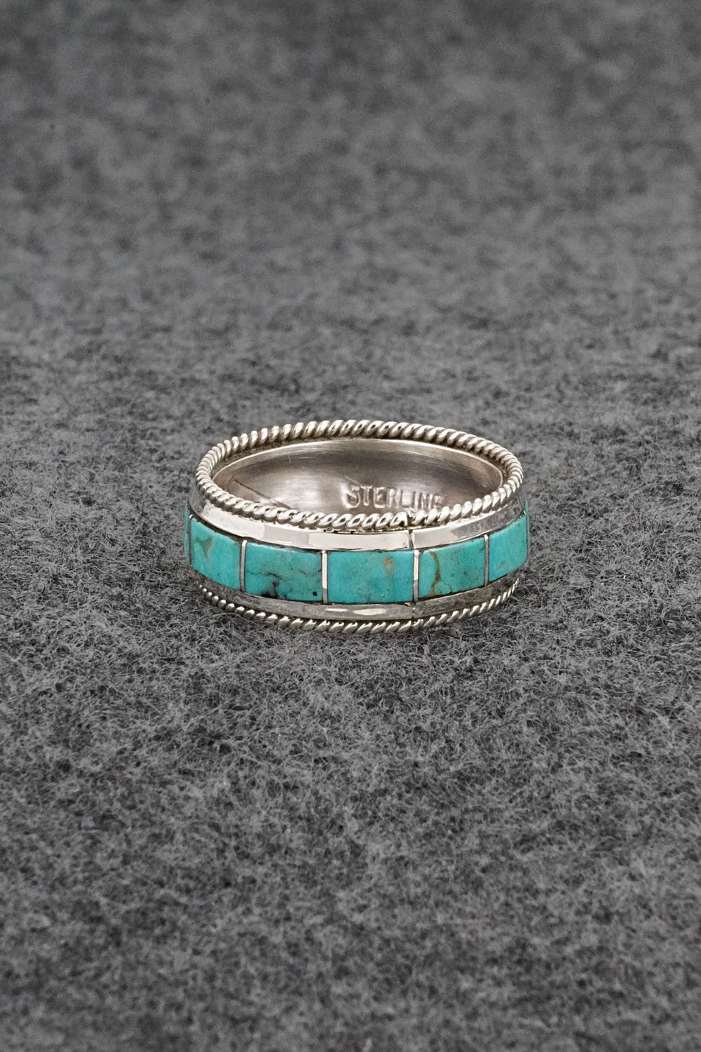 Turquoise & Sterling Silver Ring - Bruce Johnson - Size 9