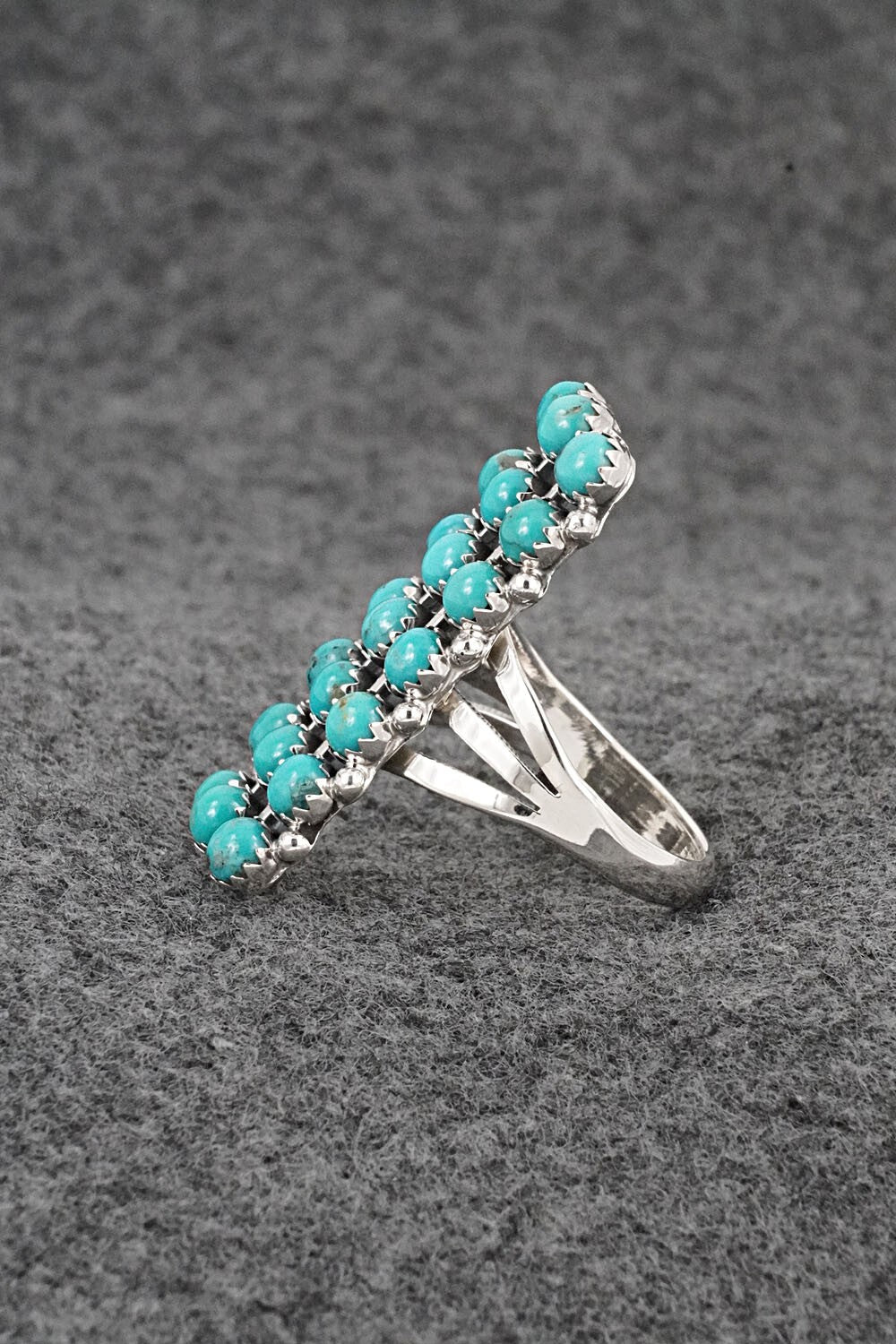 Turquoise & Sterling Silver Ring - Kenny Lonjose - Size 10