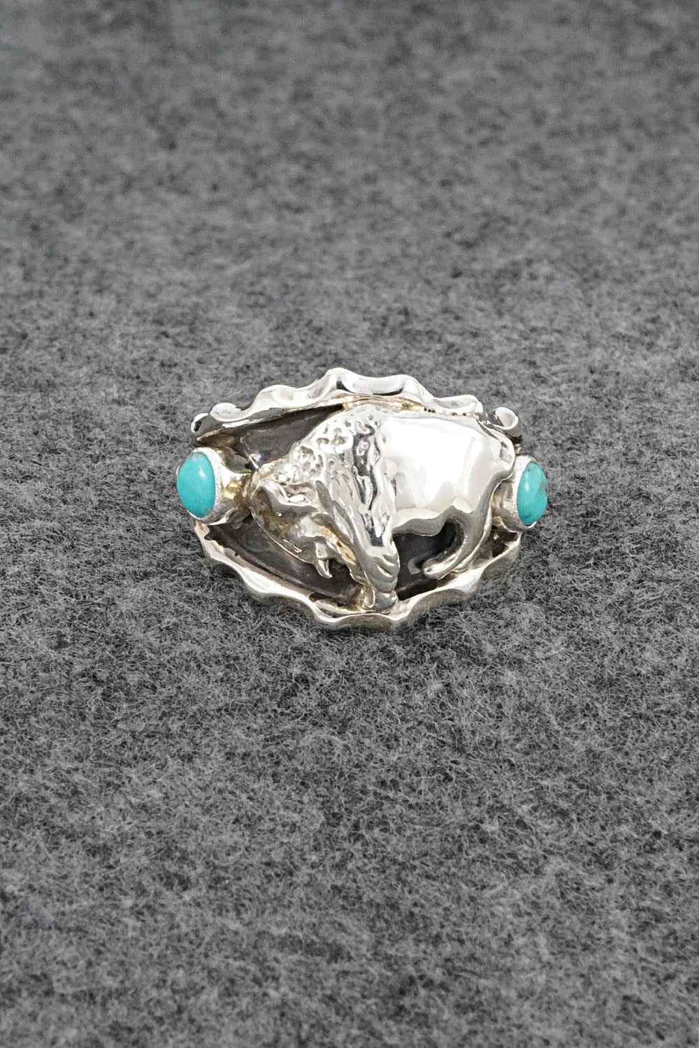Turquoise & Sterling Silver Ring - Genevieve Francisco - Size 13