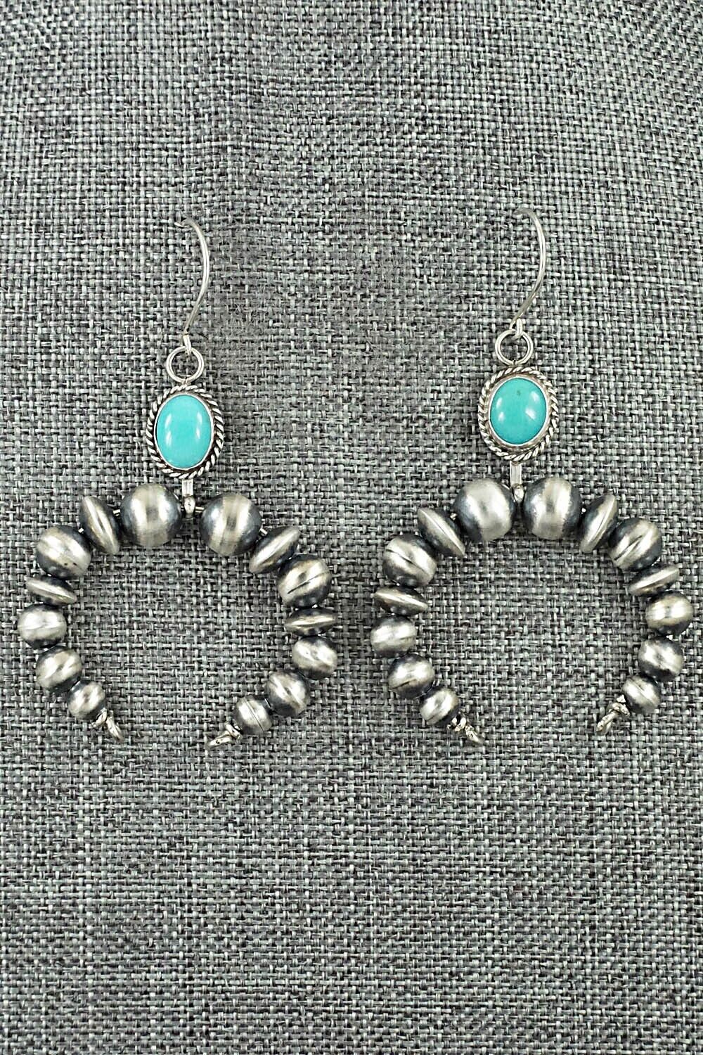 Turquoise & Sterling Silver Navajo Pearl Earrings - Rena Begay