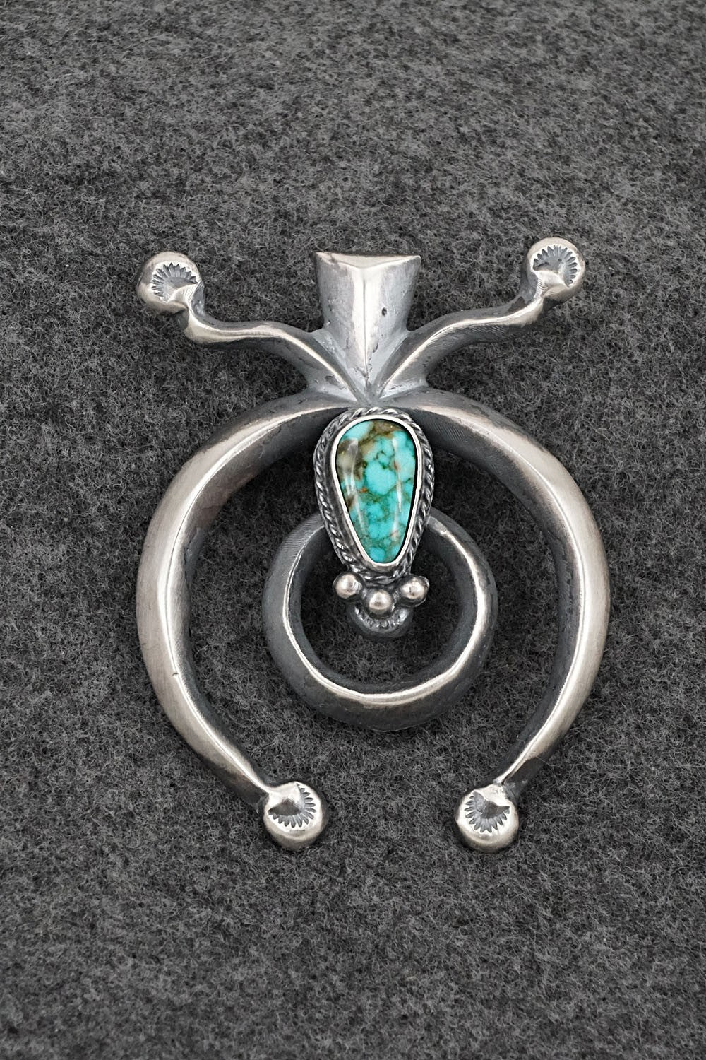 Turquoise & Sterling Silver Naja Pendant - Harrison Bitsue