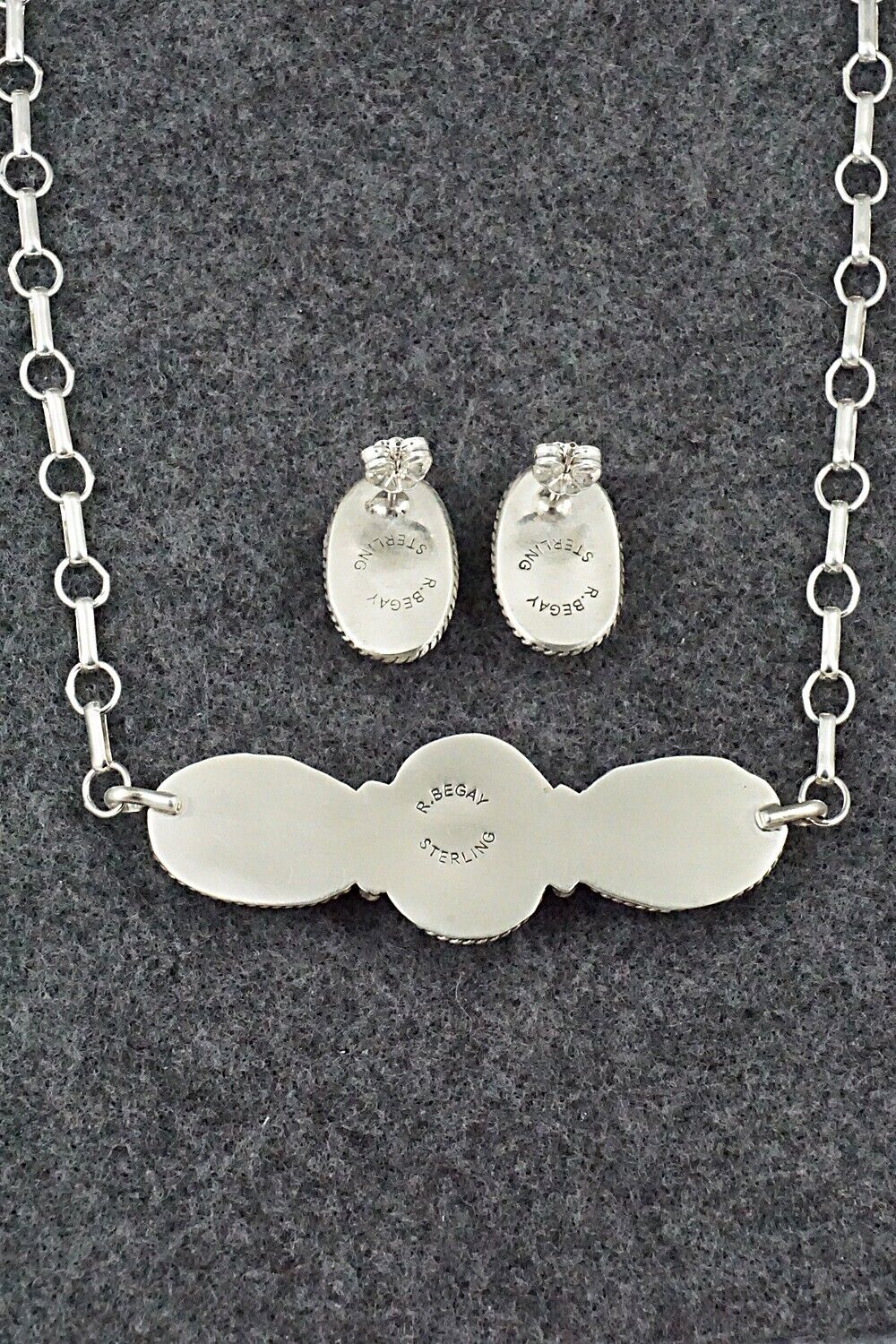 Turquoise & Sterling Silver Necklace and Earrings Set - Rena Begay