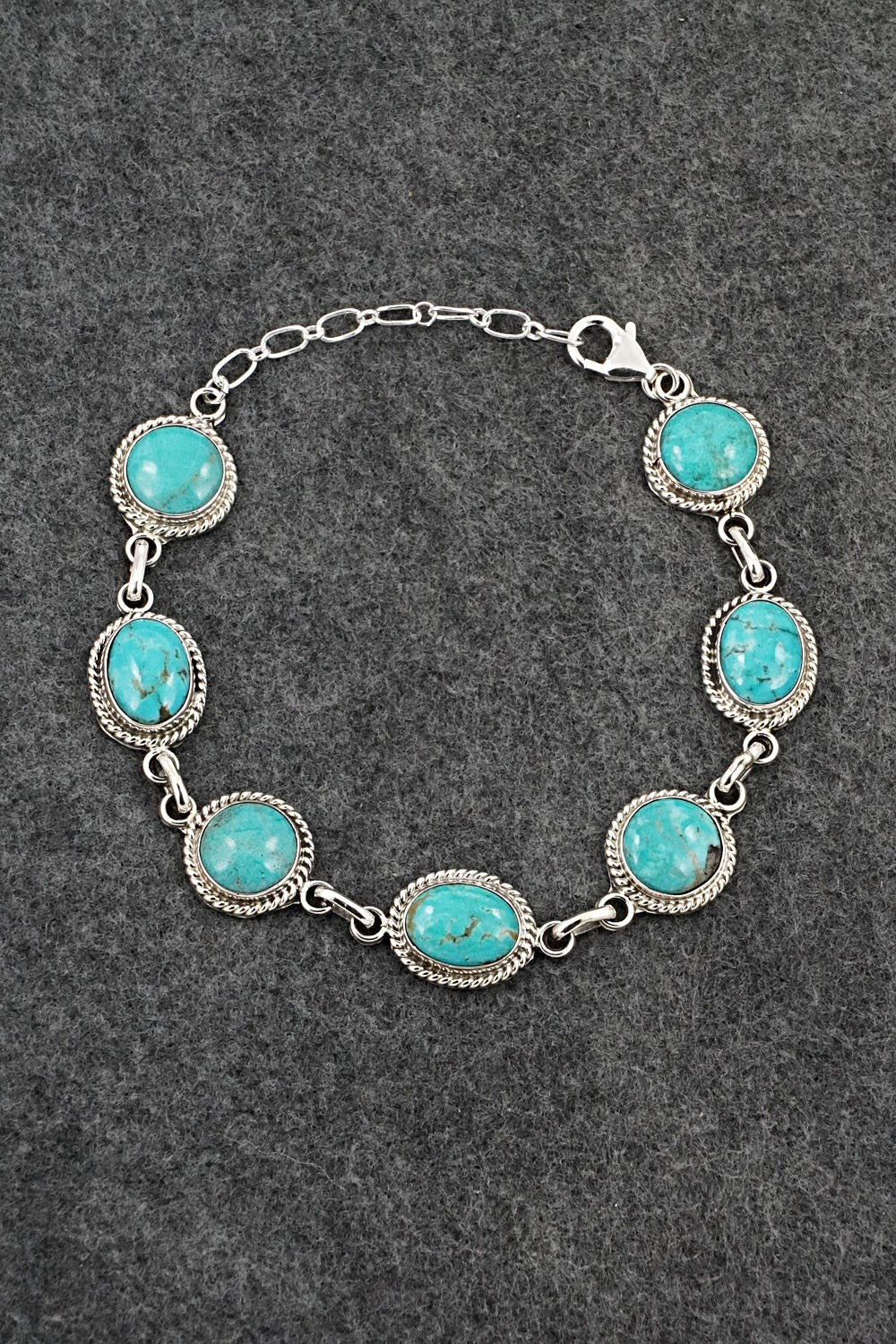 Turquoise & Sterling Silver Link Bracelet - Arlene Lewis