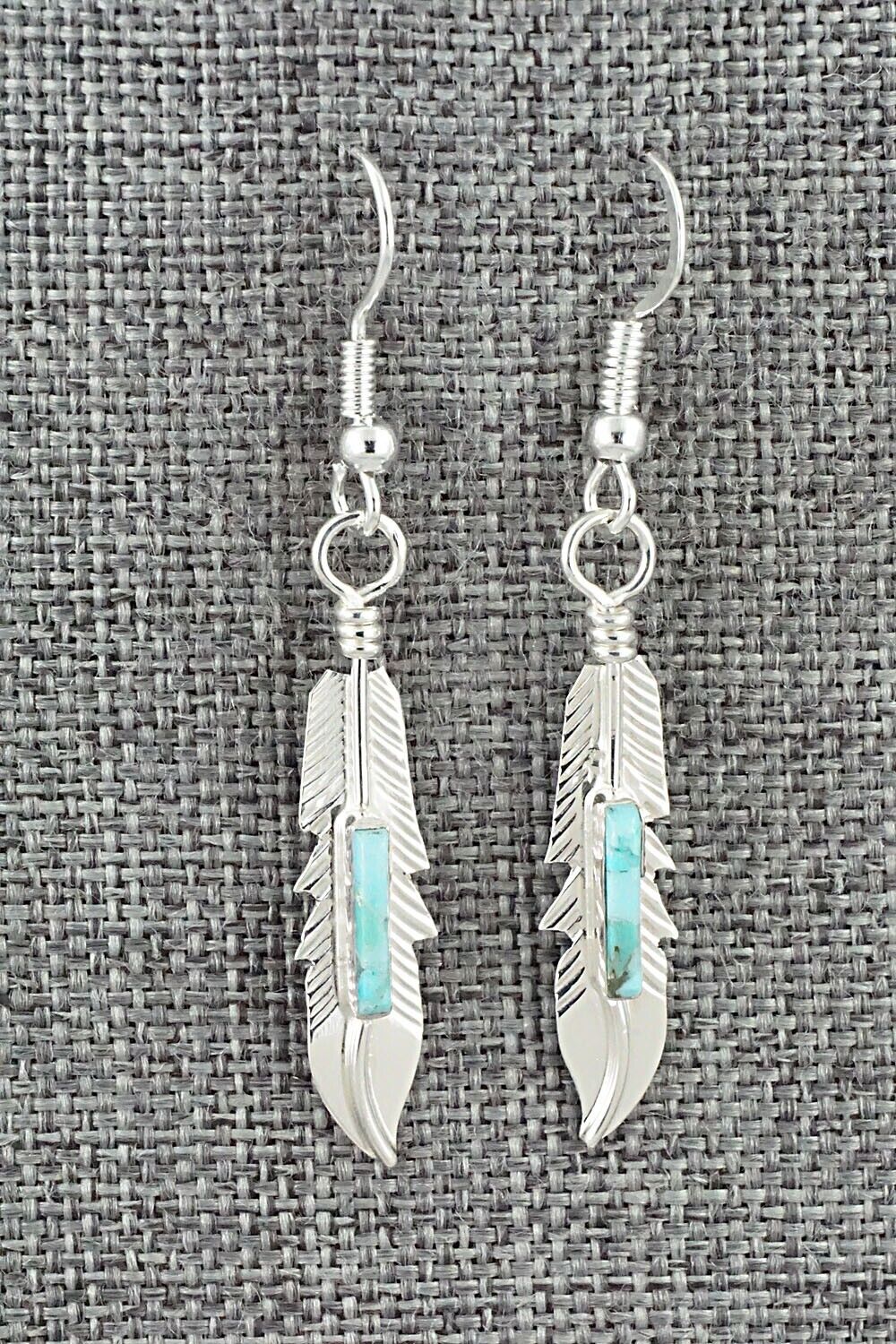 Turquoise & Sterling Silver Inlay Earrings - Allen Barney