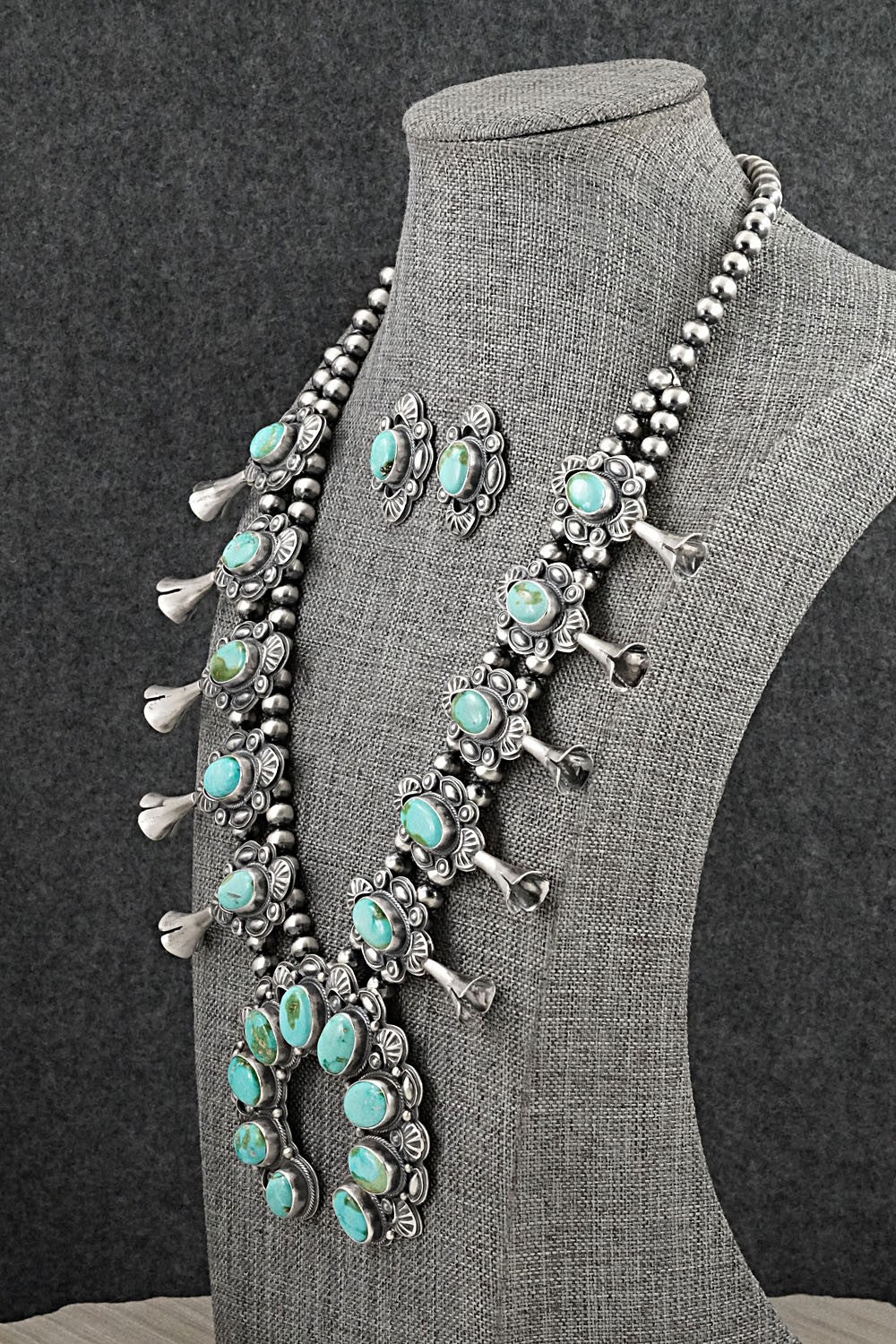 Turquoise & Sterling Silver Squash Blossom Set - Randy Boyd