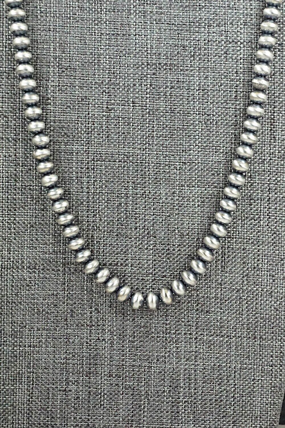 Sterling Silver Navajo Pearl Necklace 28" - Dorinda Mariano