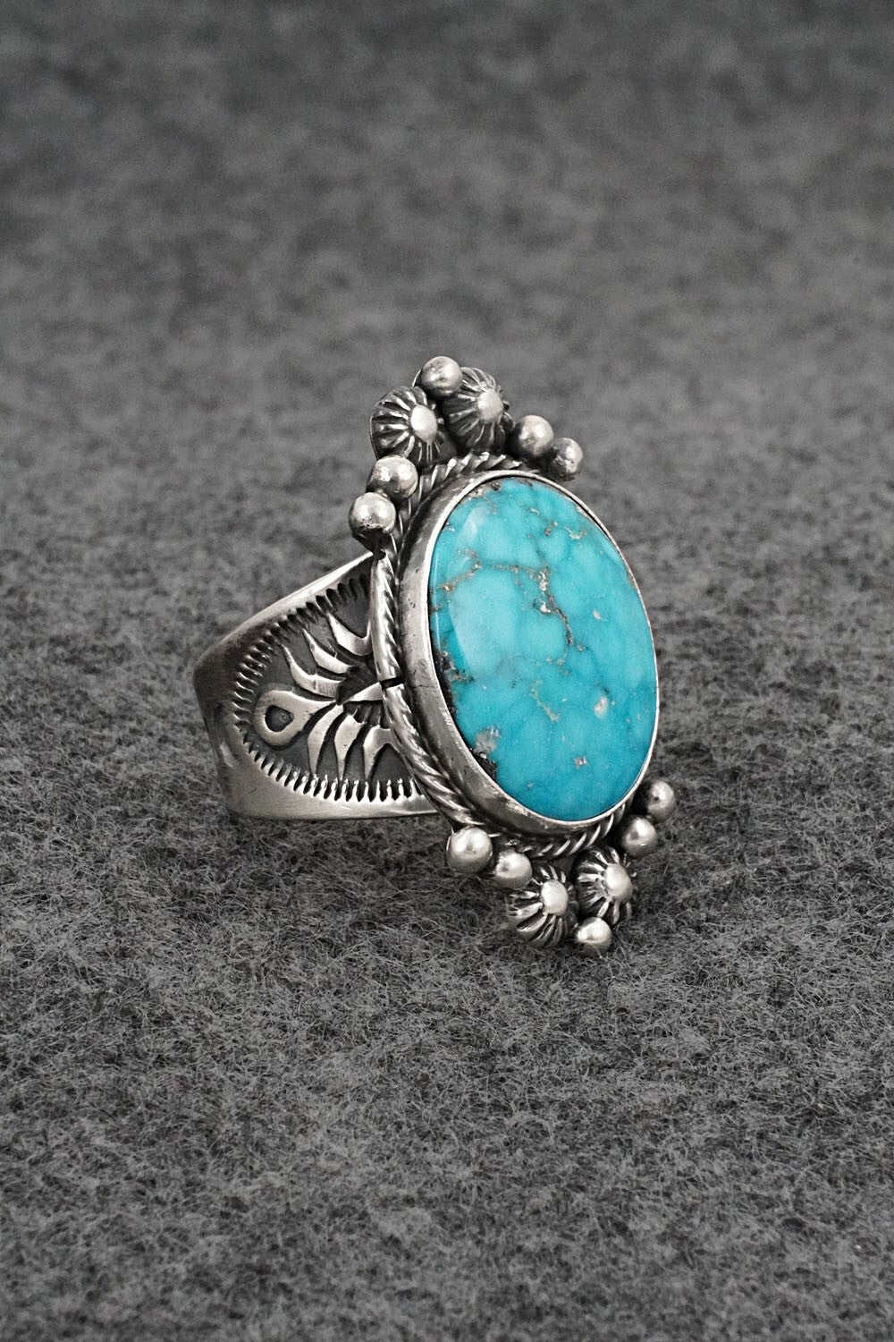 Turquoise & Sterling Silver Ring - Samuel Yellowhair - Size 6.75