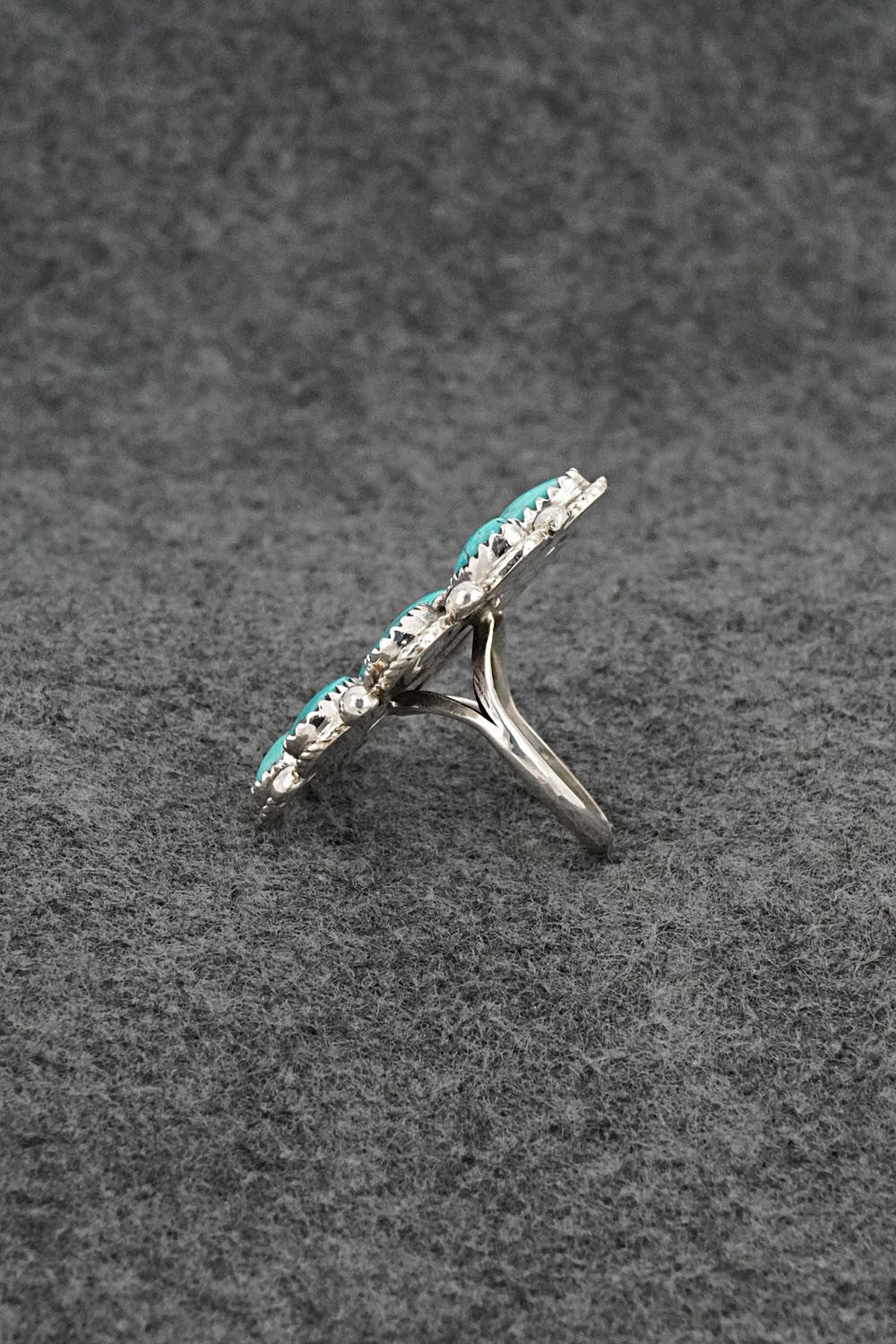 Turquoise & Sterling Silver Ring - Ernest Hawthorne - Size 7.75