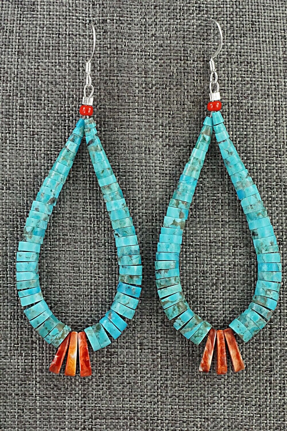 Spiny Oyster, Turquoise & Sterling Silver Earrings - Lupe Lovato