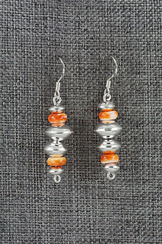 Spiny Oyster & Sterling Silver Navajo Pearl Earrings - Presley Haley