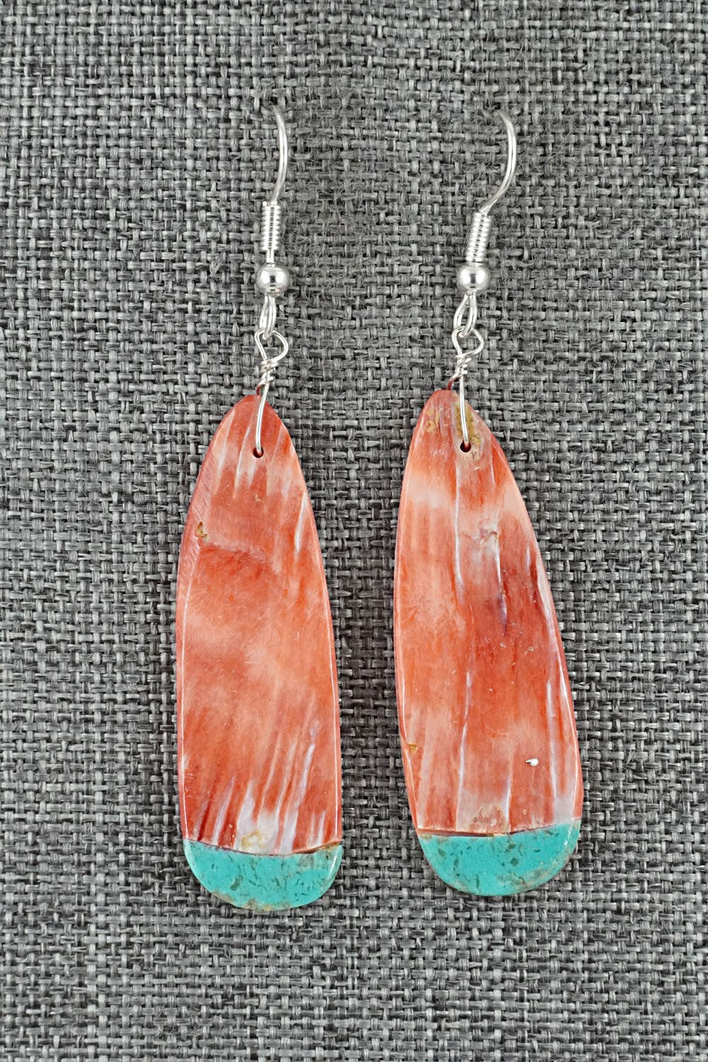 Spiny Oyster, Turquoise & Sterling Silver Earrings - Louise Pete