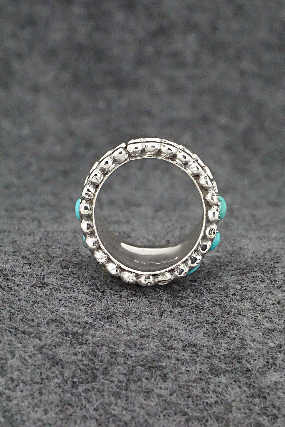 Turquoise & Sterling Silver Ring - Kenny Lonjose - Size 6.5
