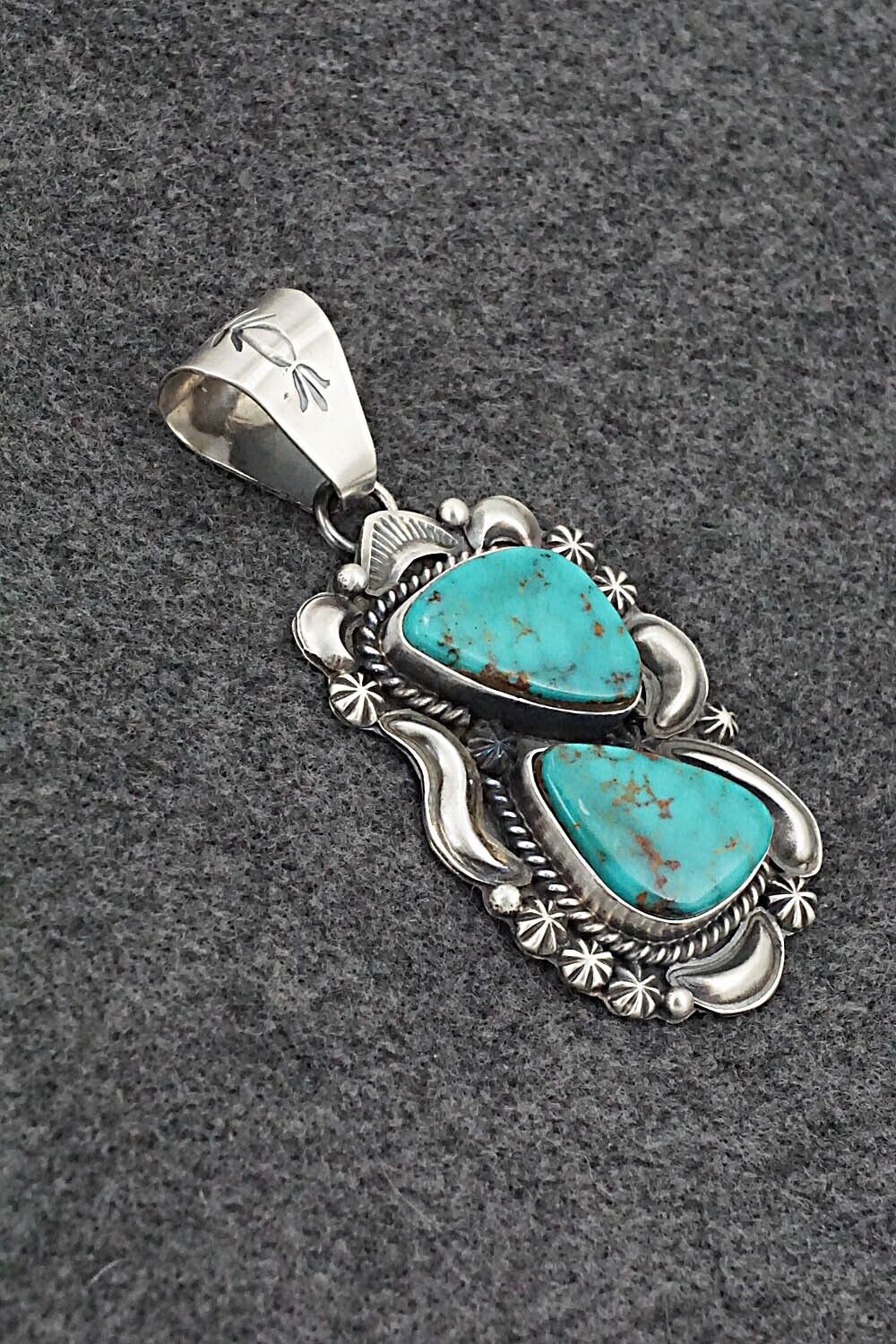 Turquoise & Sterling Silver Pendant - Raymond Delgarito
