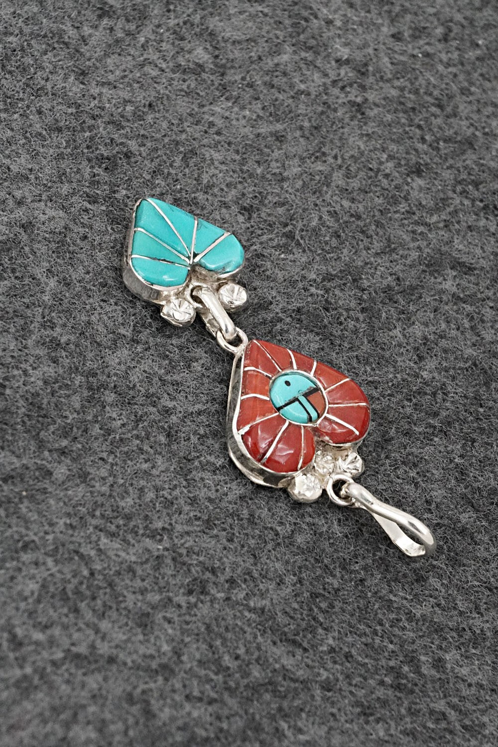 Multi-Stone & Sterling Silver Inlay Pendant - Ola Eriacho