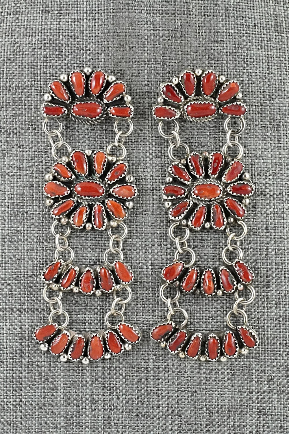 Coral & Sterling Silver Earrings - Justina Wilson