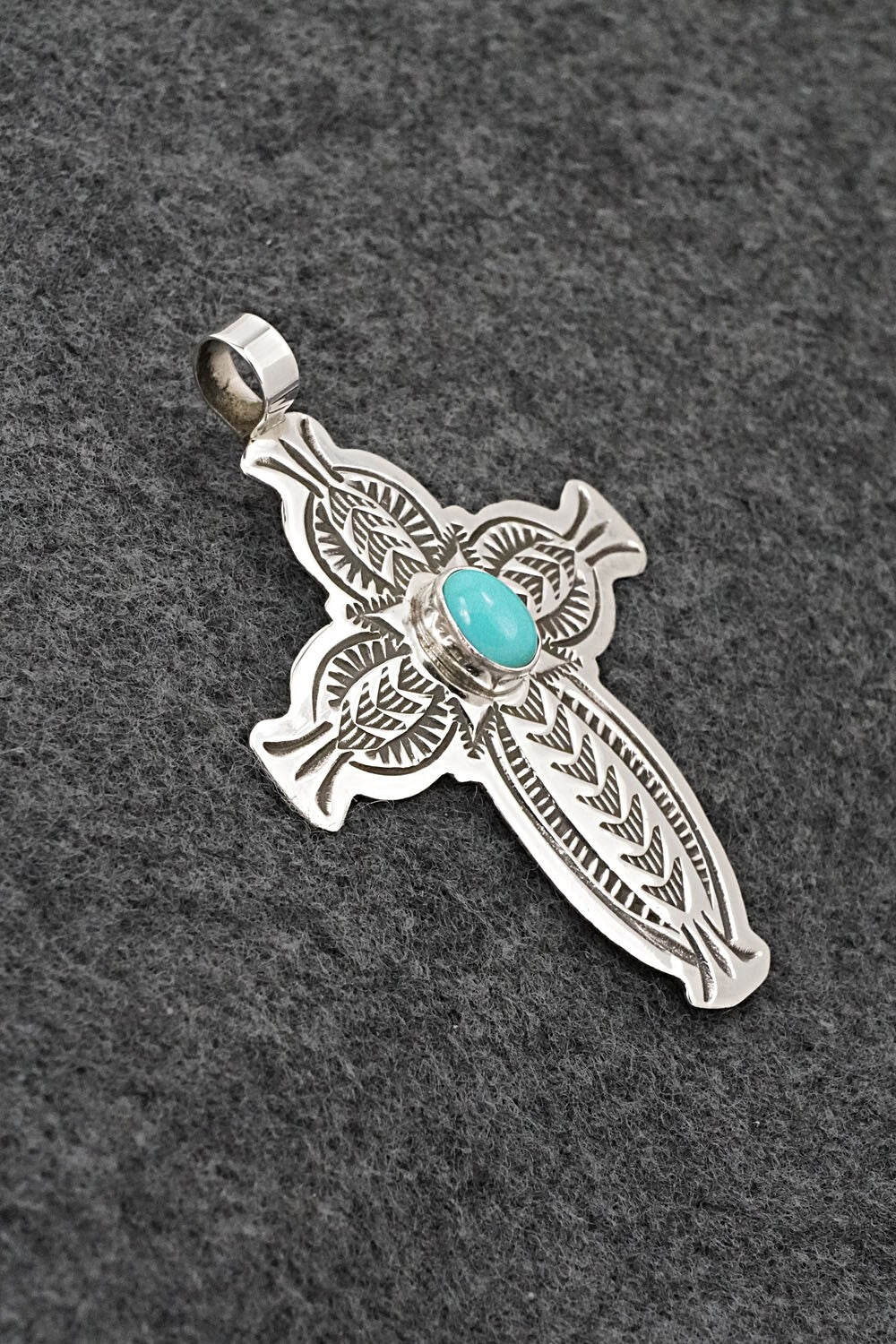 Turquoise & Sterling Silver Pendant - Arnold Blackgoat