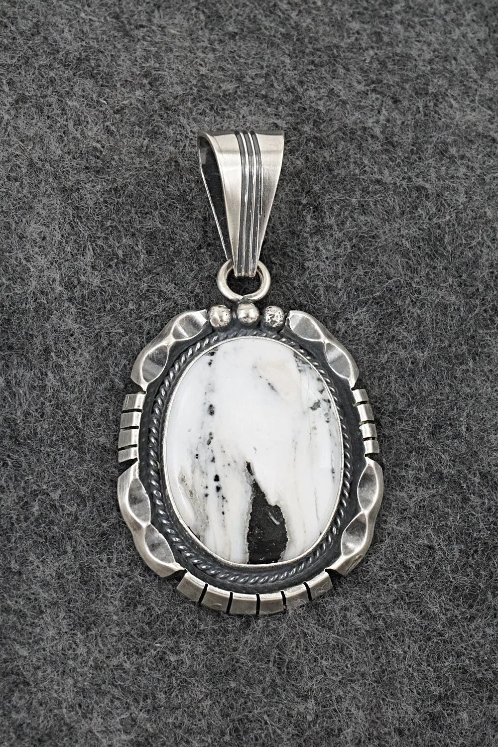 White Buffalo & Sterling Silver Pendant - Samuel Yellowhair