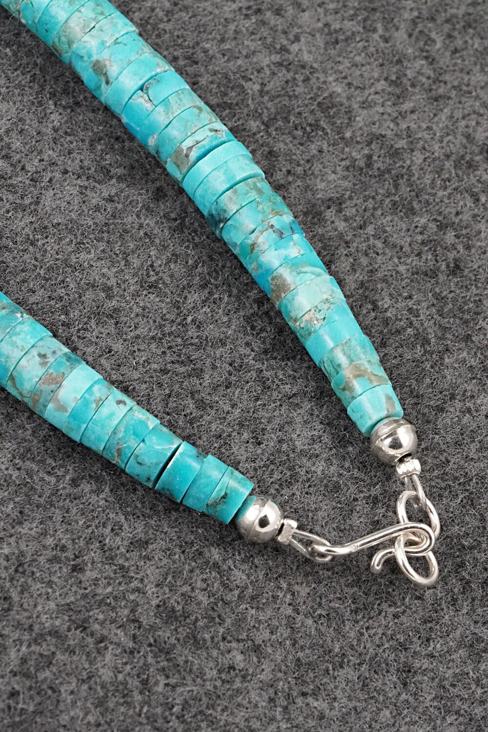 Turquoise & Sterling Silver Necklace 20" - Lupe Lovato