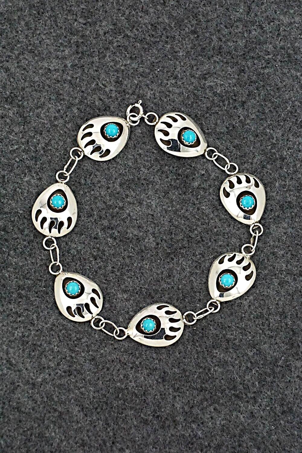 Turquoise & Sterling Silver Link Bracelet - Gaynell Parker