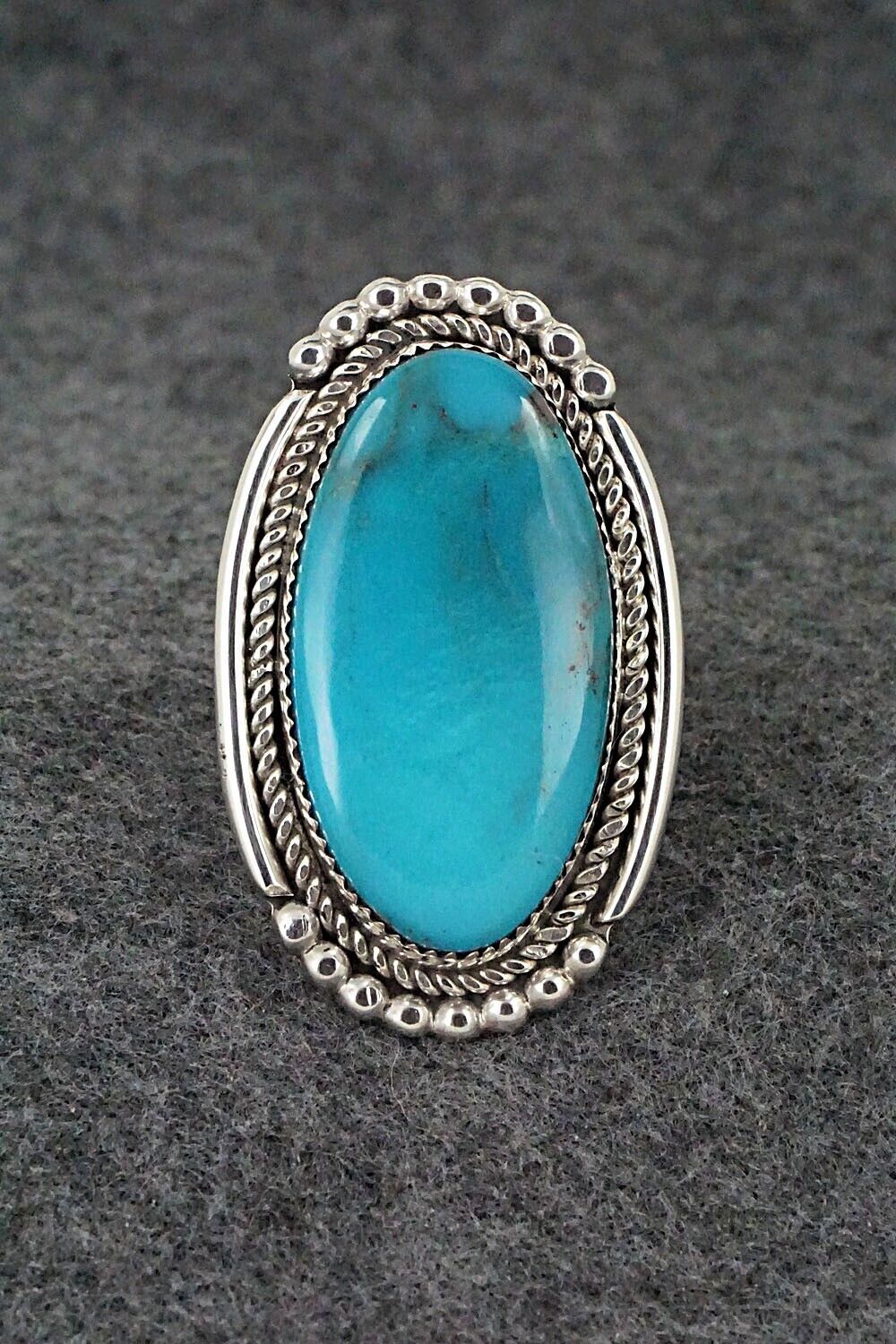 Turquoise & Sterling Silver Ring - Kenny Calavaza - Size 8