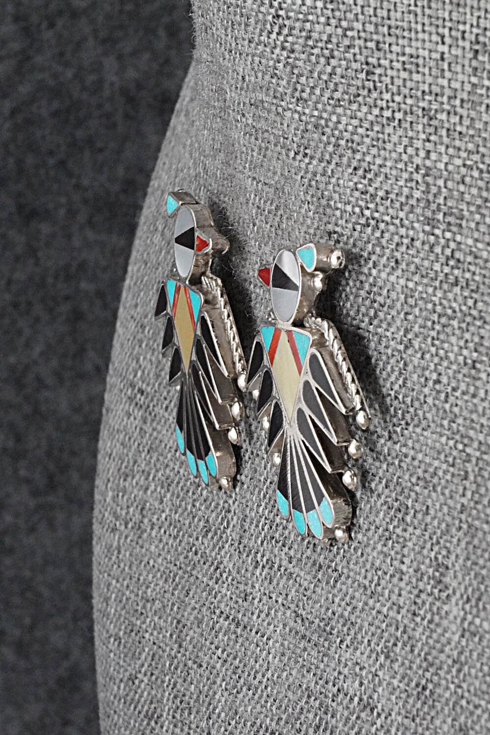 Multi-Stone Inlay & Sterling Silver Earrings - Adrian Wallace