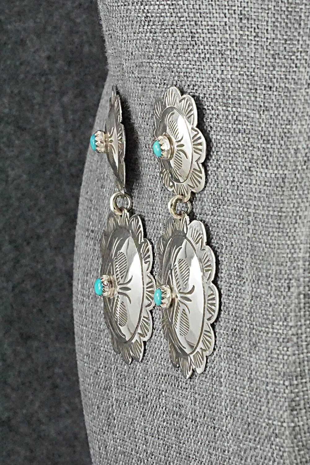 Turquoise and Sterling Silver Earrings - Bertha Begay